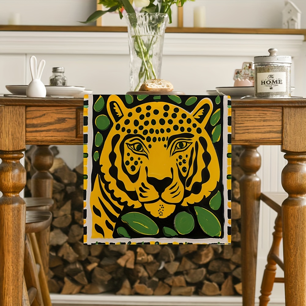 

1pc, Table Runner, Modern Art Animal Pattern Table Runner, Colorful Leopard Printed Table Runner, Beautiful Decoration And Supplies For Home