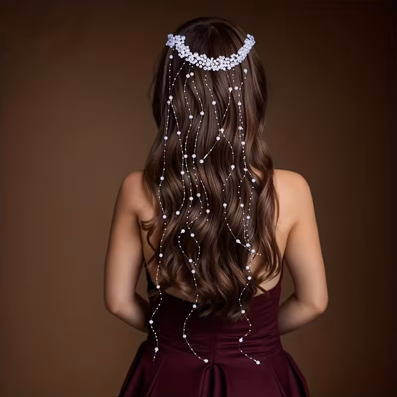 1Pc White Beaded Headpiece A Beautiful Elegant Womens