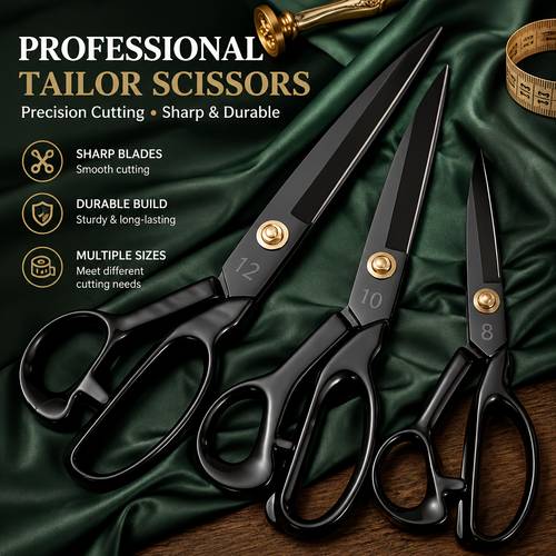 item picture 3pcs 10 inch tailor scissors 1pc and scissors cover 1pc and thread cutter 1pc 10 inch professional heavy duty thread cutter sharp fabric scissors used for tailoring industrial sewing scissors