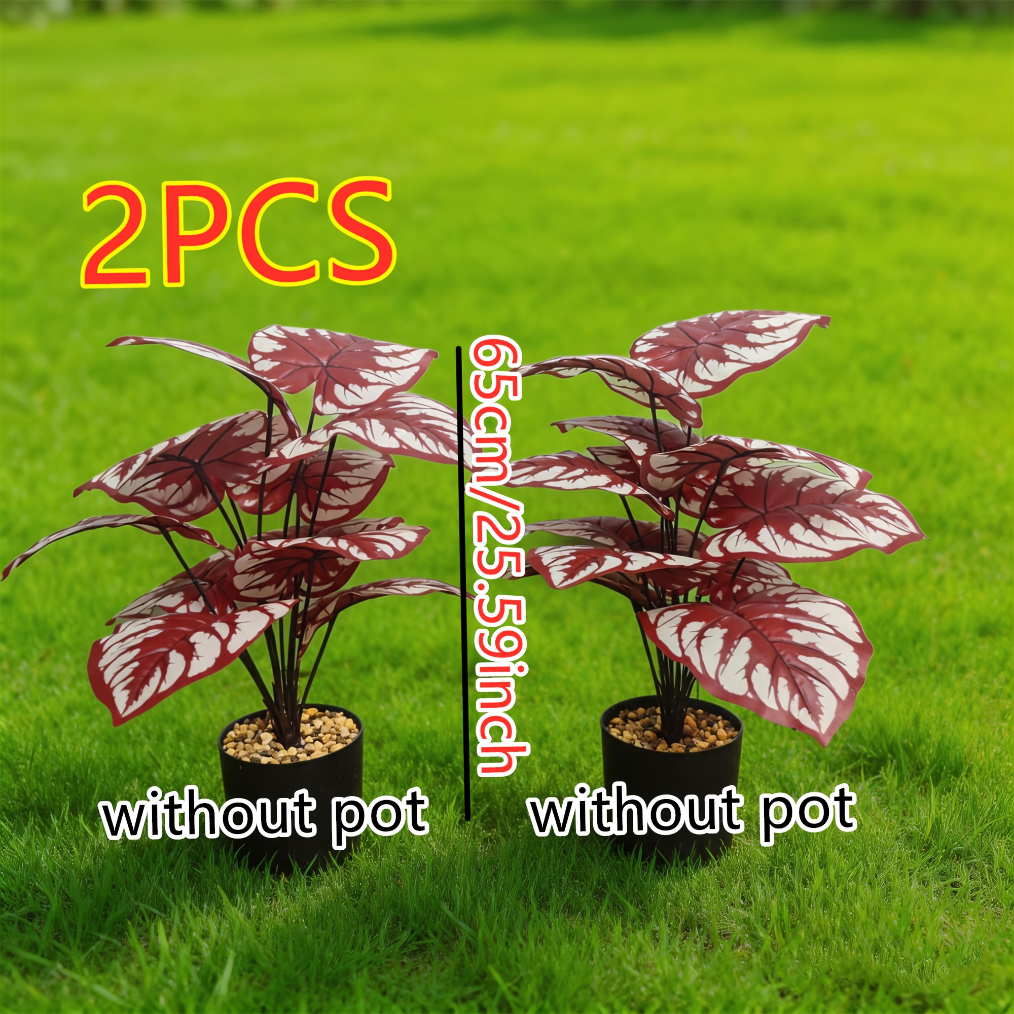 Image of 2pcs Large Uv-resistant Outdoor Faux Greenery Plants – Premium Artificial Pothos – Tropical Style Fake Plants – Broadleaf Rainforest Decor, Suitable For Seasonal Indoor Outdoor Decoration