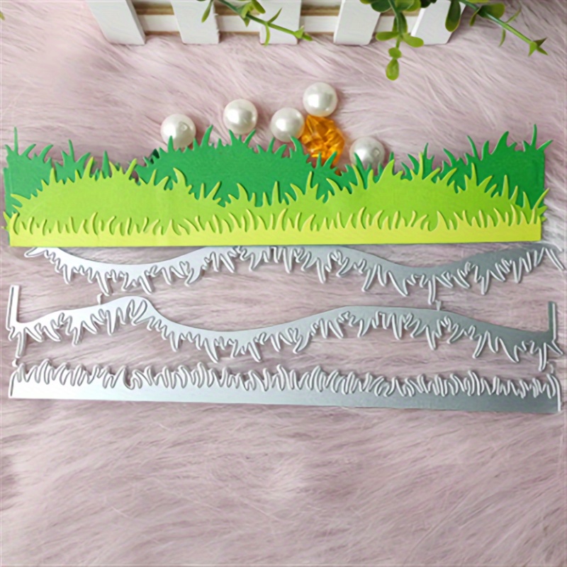 

Découpes en métal pour le scrapbooking DIY, gris argenté, bordures d'herbe à thème végétal, matrices de découpe pour l'artisanat en relief.