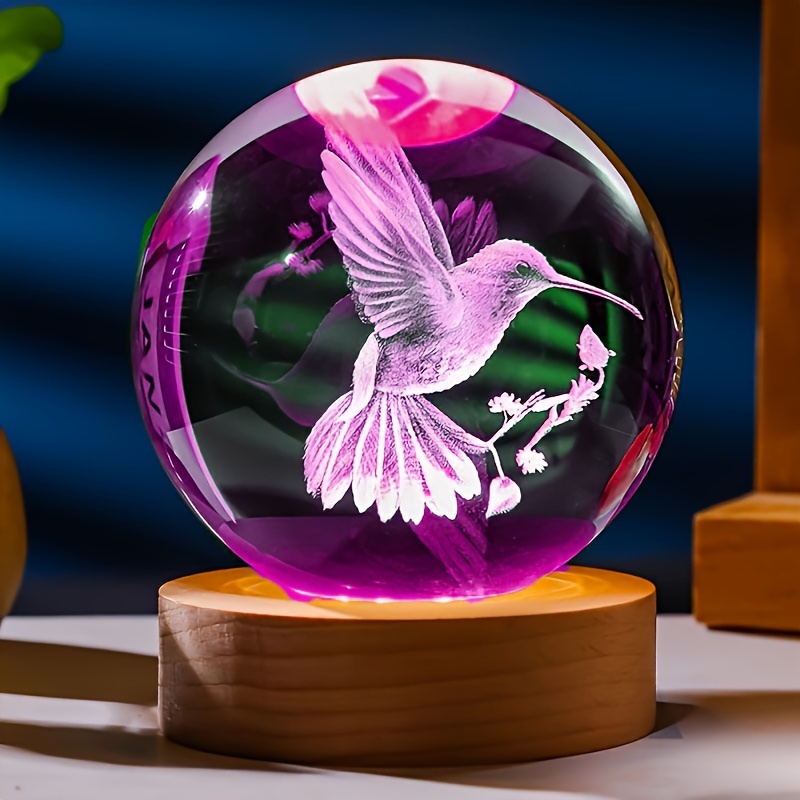 

Hummingbird Crystal Ball Night Light With - Usb Powered, Wooden Base - Ideal Gift For Birthdays, Valentine's Day & Christmas