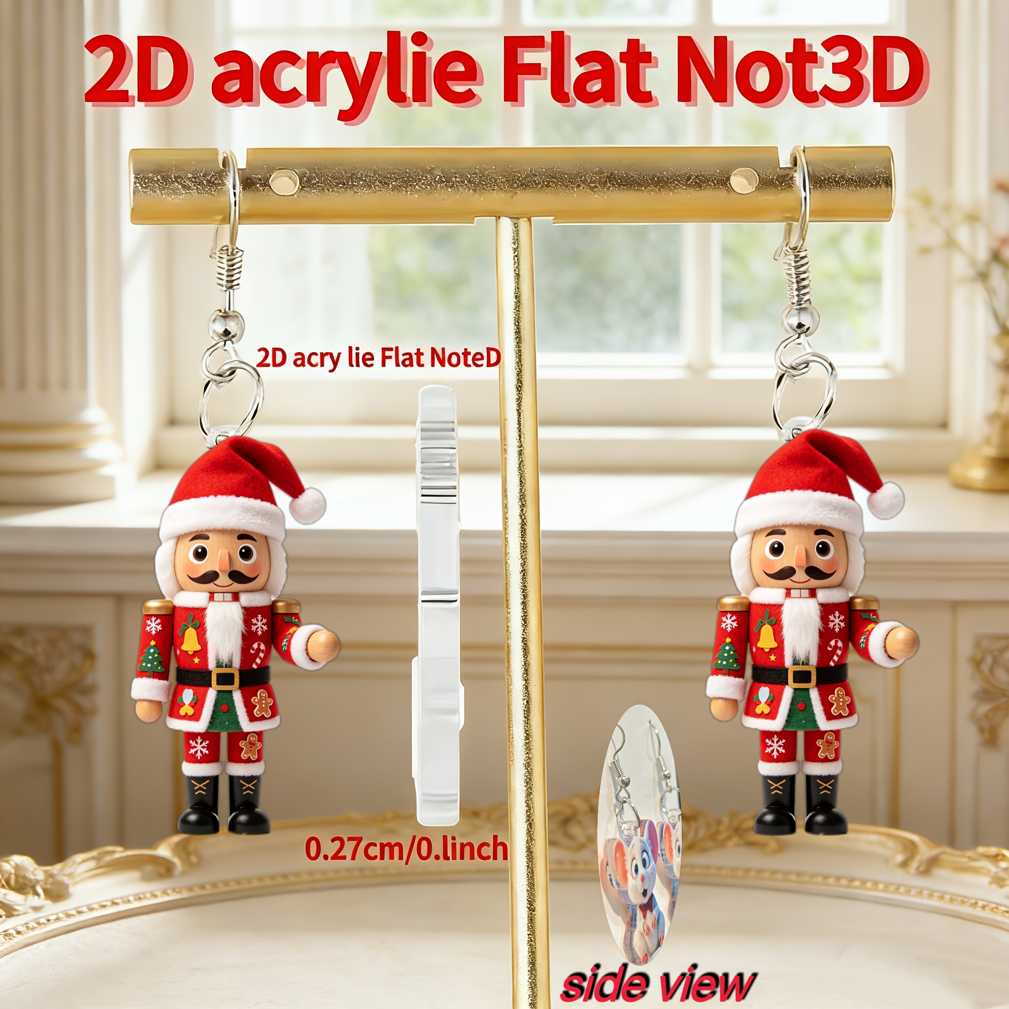 Nutcracker Acrylic Pendant Earrings for Christmas