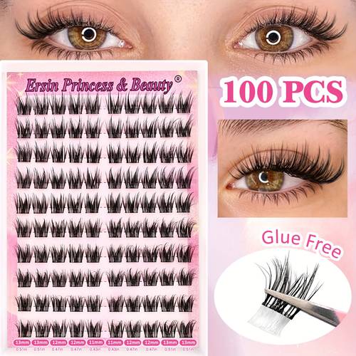 100 clusters self no false eyelash clusters pre made lash bundles with curve lengths 11 13mm waterproof diy eyelash extensions suitable for eye natural fluffy styles