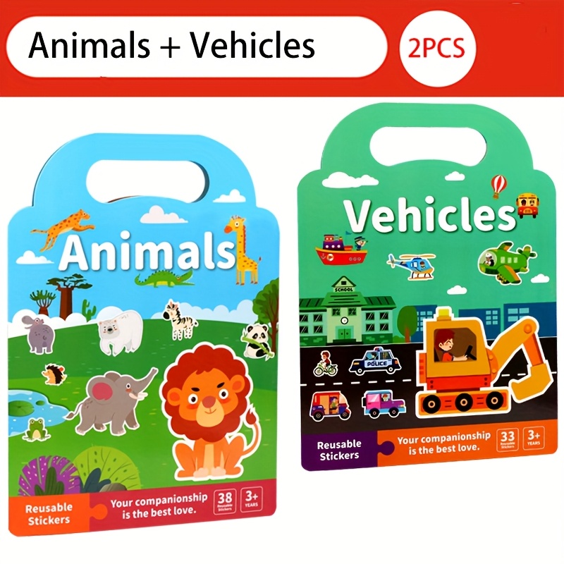 Image of Sticker Books For , Waterproof Double-sided Design With Animals, Riding Club & Sports-meeting, Educational Cognitive Learning Activity, Stickers, Halloween Christmas Gift