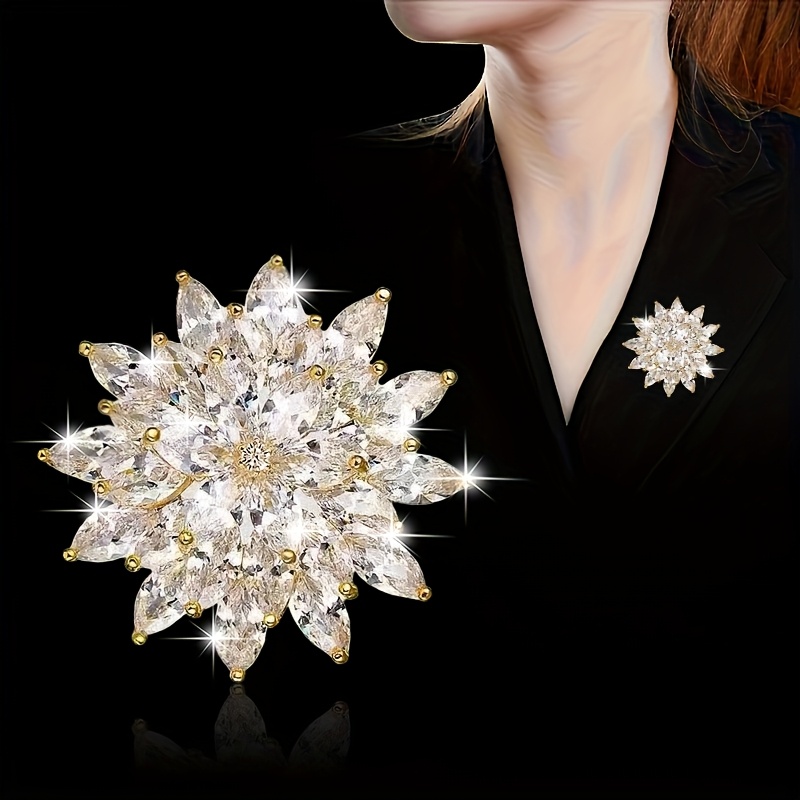 Fashionable High-end Emotional Synthetic Crystal Snowflake Brooch, Exquisite Suit Coat Corsage Accessory