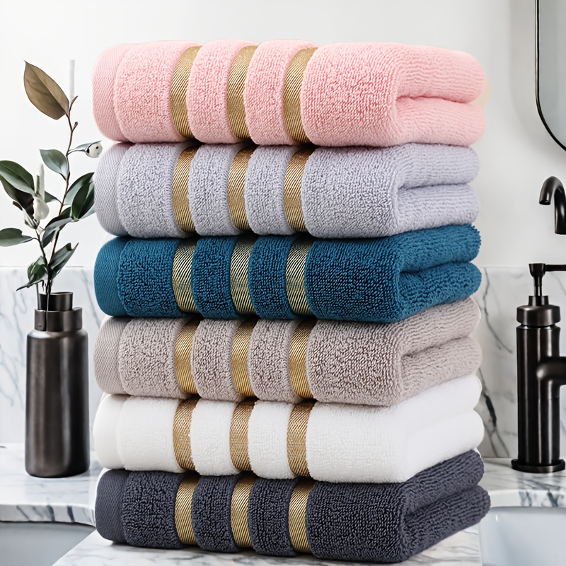 Luxury 6pcs Towel Set, 100% Pure Cotton Hand Towels, 35*75cm, Striped Pattern, Modern Design, No Shedding, Essential for Home, Bathroom, Spa, Christmas, Valentine's Day, Ramadan, and Holiday Gifts, Soft and Comfortable, Highly Absorbent, Neat Edges