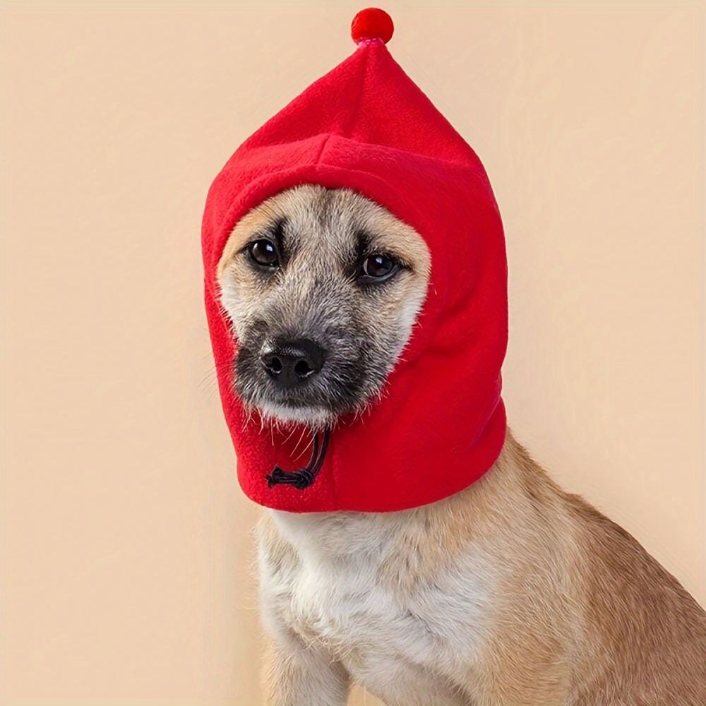 New Dog Hat Winter Warm Pet Cap Solid Color Dog Hat Drawstring Adjustment  Pet Headgear for Small Dogs Funny Casual Pet Cap