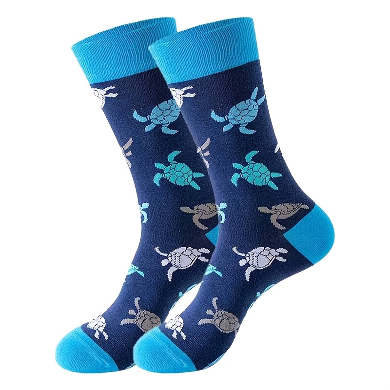 TEMU Calcetines la Pantorrilla con Estampado de Tortugas, Tejido de Punto, Unisex, Adecuados para Todas , Versátiles para Uso Moderno al y en Casa