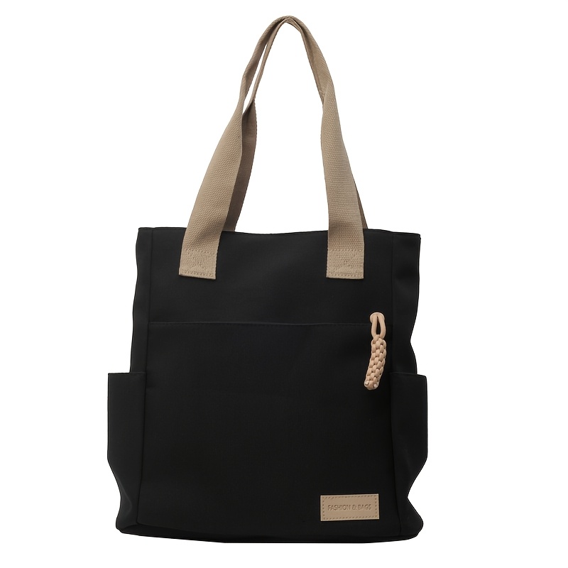 thick tote bag casual and artistic simple shoulder bag for students large capacity high quality solid color tote bag with zipper closure commuter bag suitable for leisure school  