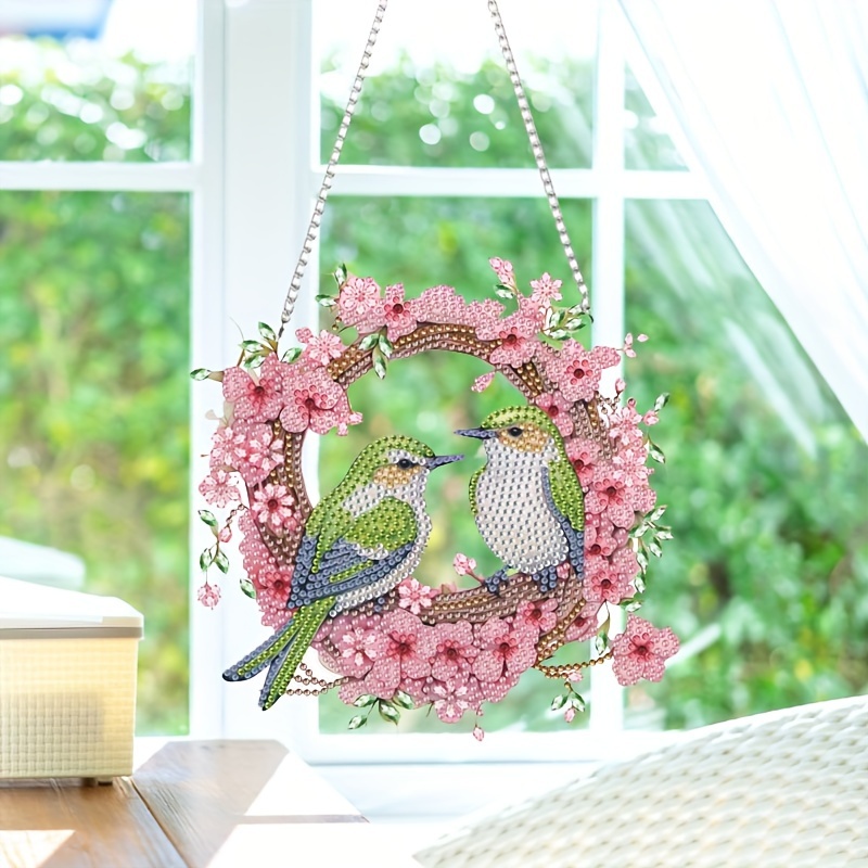 

crafty" Hummingbirds On Branches 5d Diy Diamond Painting Kit - 7.6x7.6" Acrylic Mosaic Art, Round Diamonds, Home & Window Decor Gift