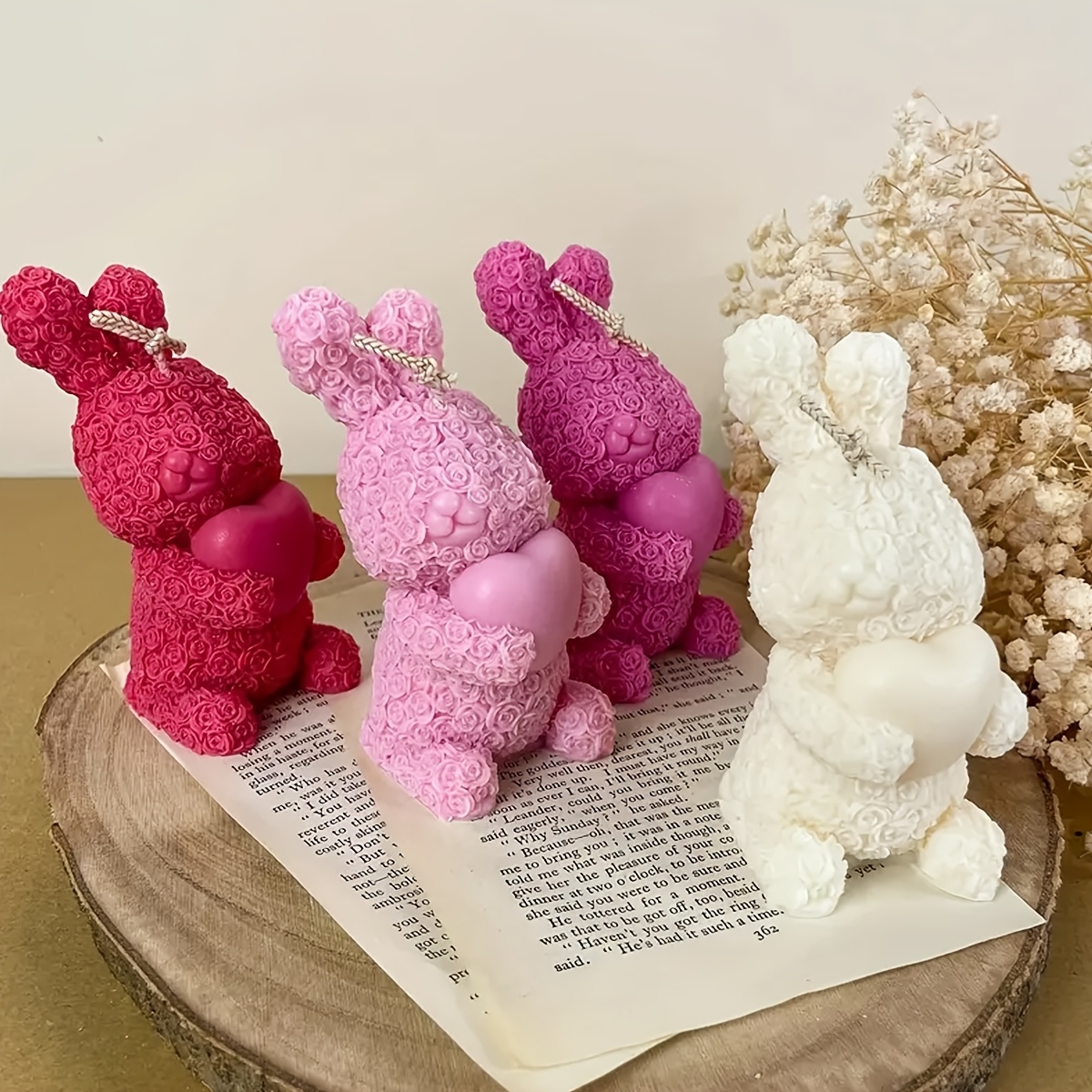 

1pc Valentine's Day Bunny Candle Silicone Mold - Diy Aromatherapy & Plaster Decor, Rabbit-shaped Cutouts, Red & Pink Options, Handmade Crafts And Gifts