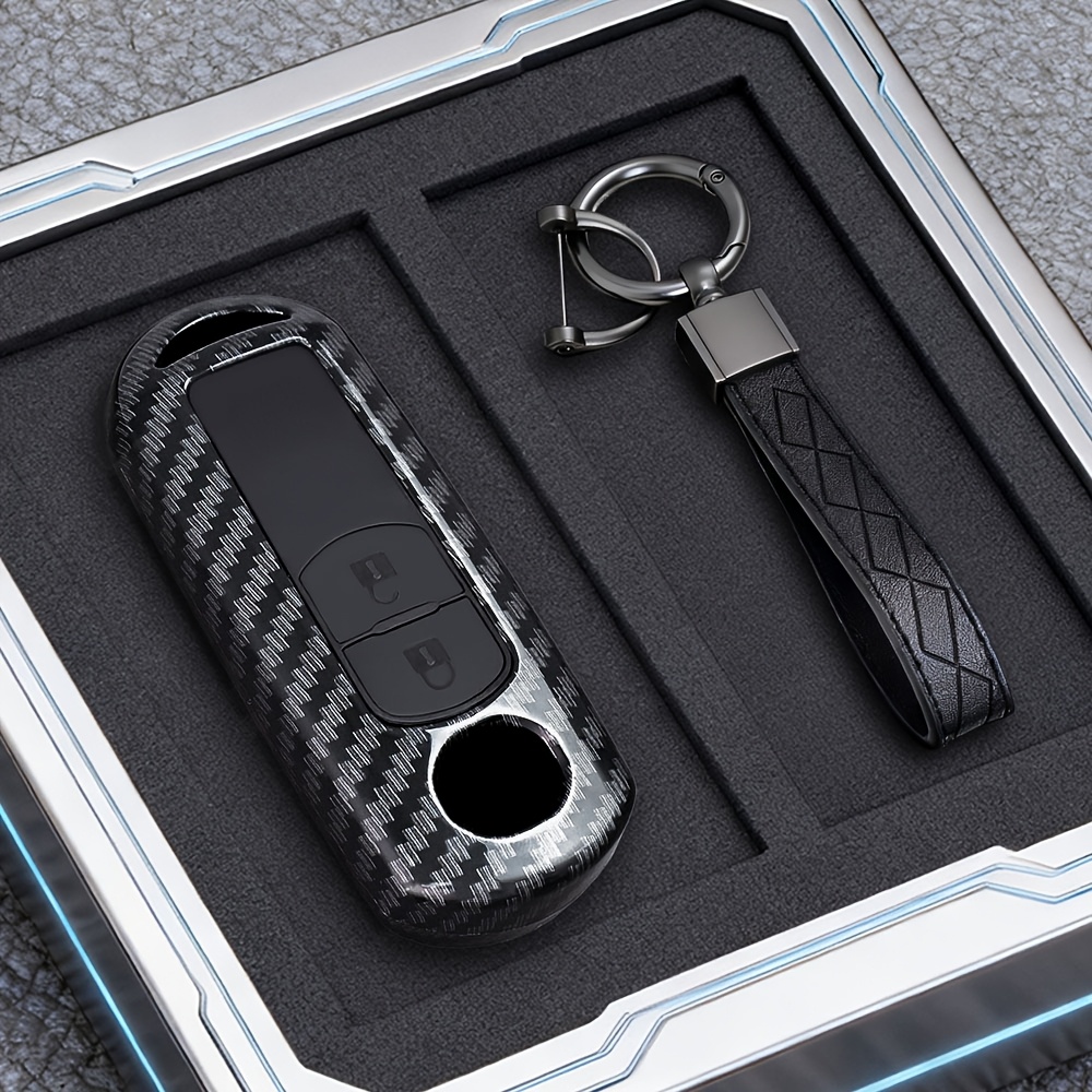 TEMU ABS Carbonfaser Autoschlüssel-Hülle für Mazda 2 3 5 6 BL BM GJ CX3 CX5 CX7 CX8 Schlüsselanhänger