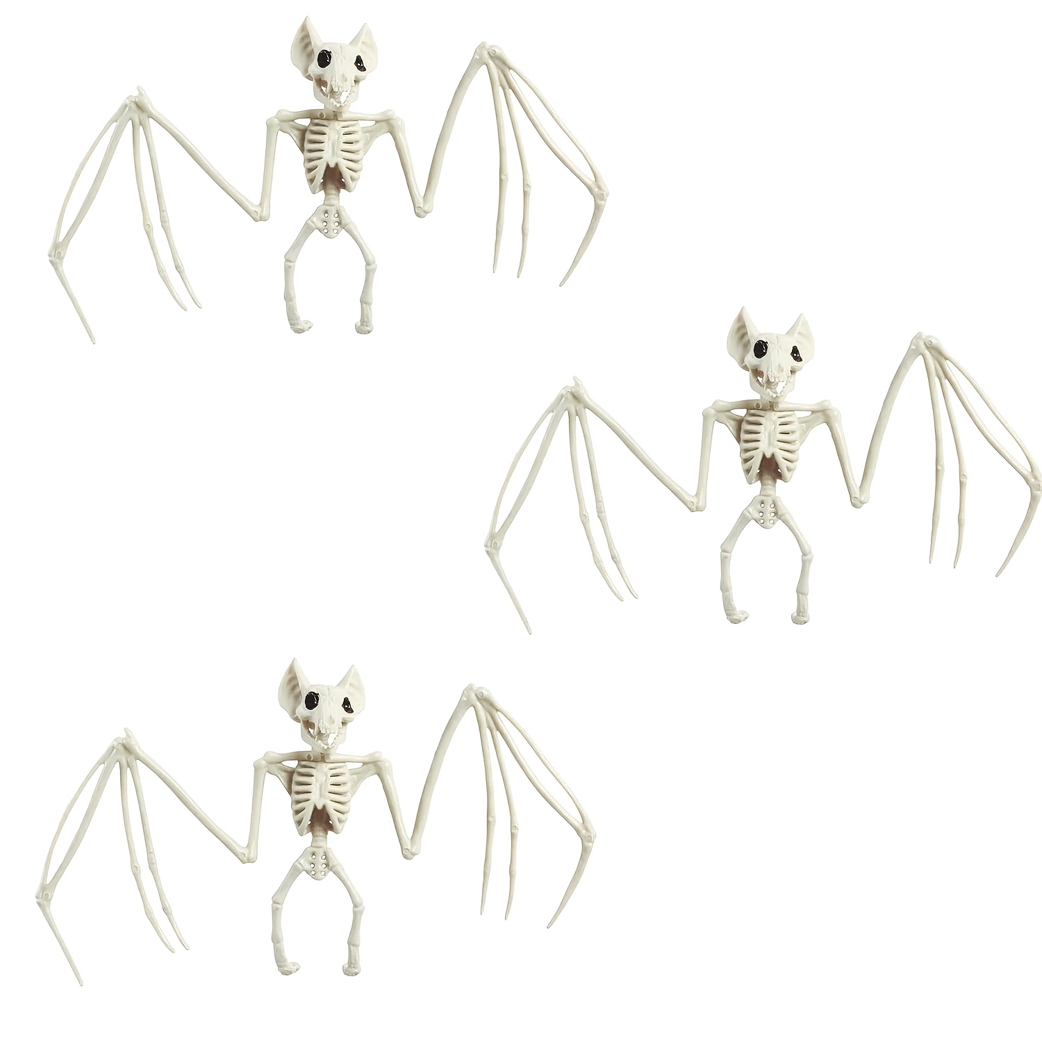 Image of 3pcs Bat Skeleton Halloween Decor Sculpture Scary Centerpiece Animal Skeleton Fish Bone For Indoor Outdoor Spooky Scene Garden Decoration