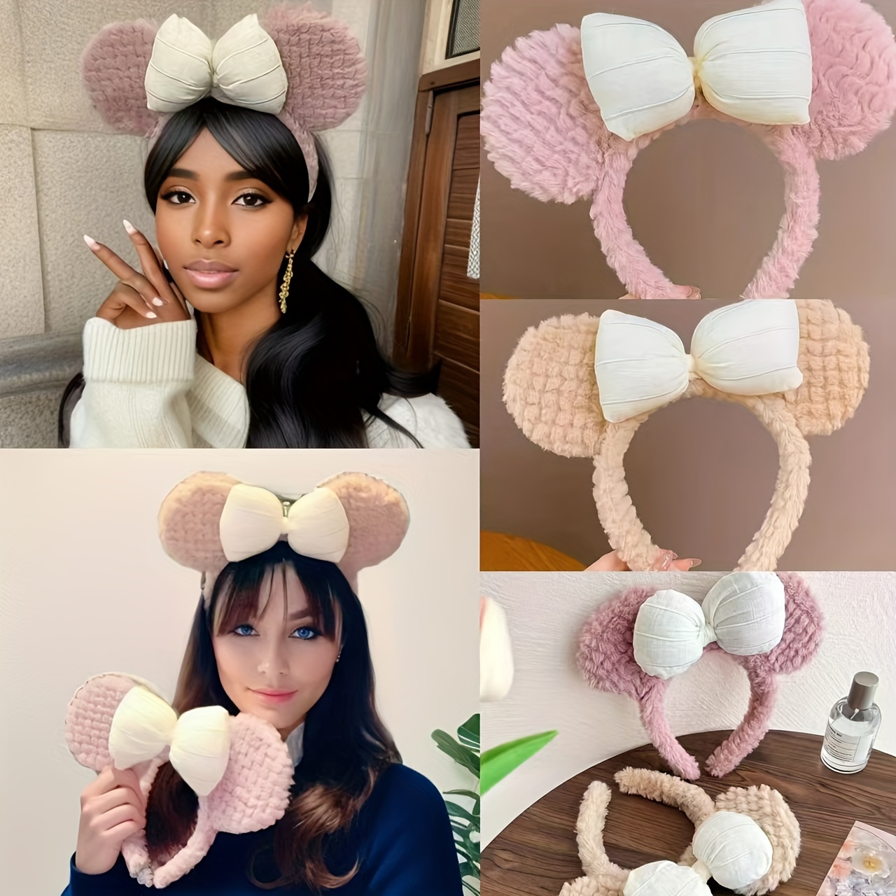 

[customer ] Chic Plush Bear Ear & Bow Headband For Women - Cute Cartoon Style Hair Accessory, Makeup, Face Washing & Photoshoots