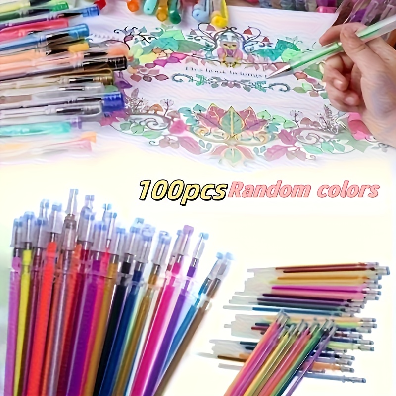 TEMU 100-color Gel Ink Refill Set - Watercolor Markers For Adult Artists, Perfect For Sketching, Illustration, And Rock Painting, , Ink Pens For