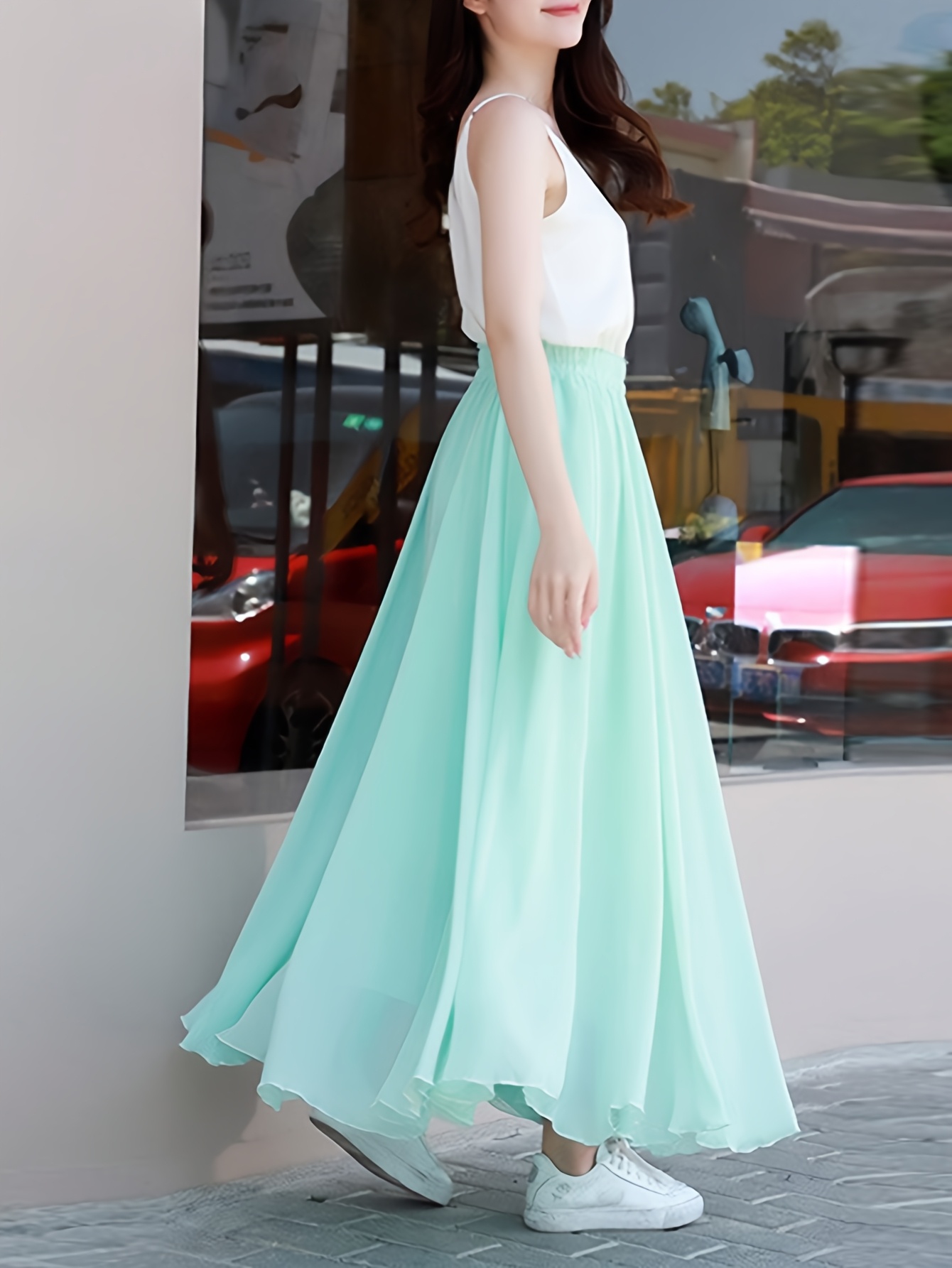 Clothing Circle Chiffon Maxi Skirt High Waisted Long Chiffon Skirt
