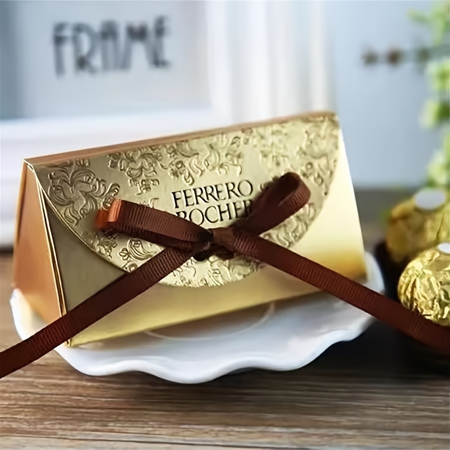 E-shop Geschenk für Sie/Ihn 12 goldene - und Süßigkeitenboxen mit Schleife, Hochzeit, Kekspapierbox, Geburtstagsparty, Babyparty, Valentinstagsgeschenk