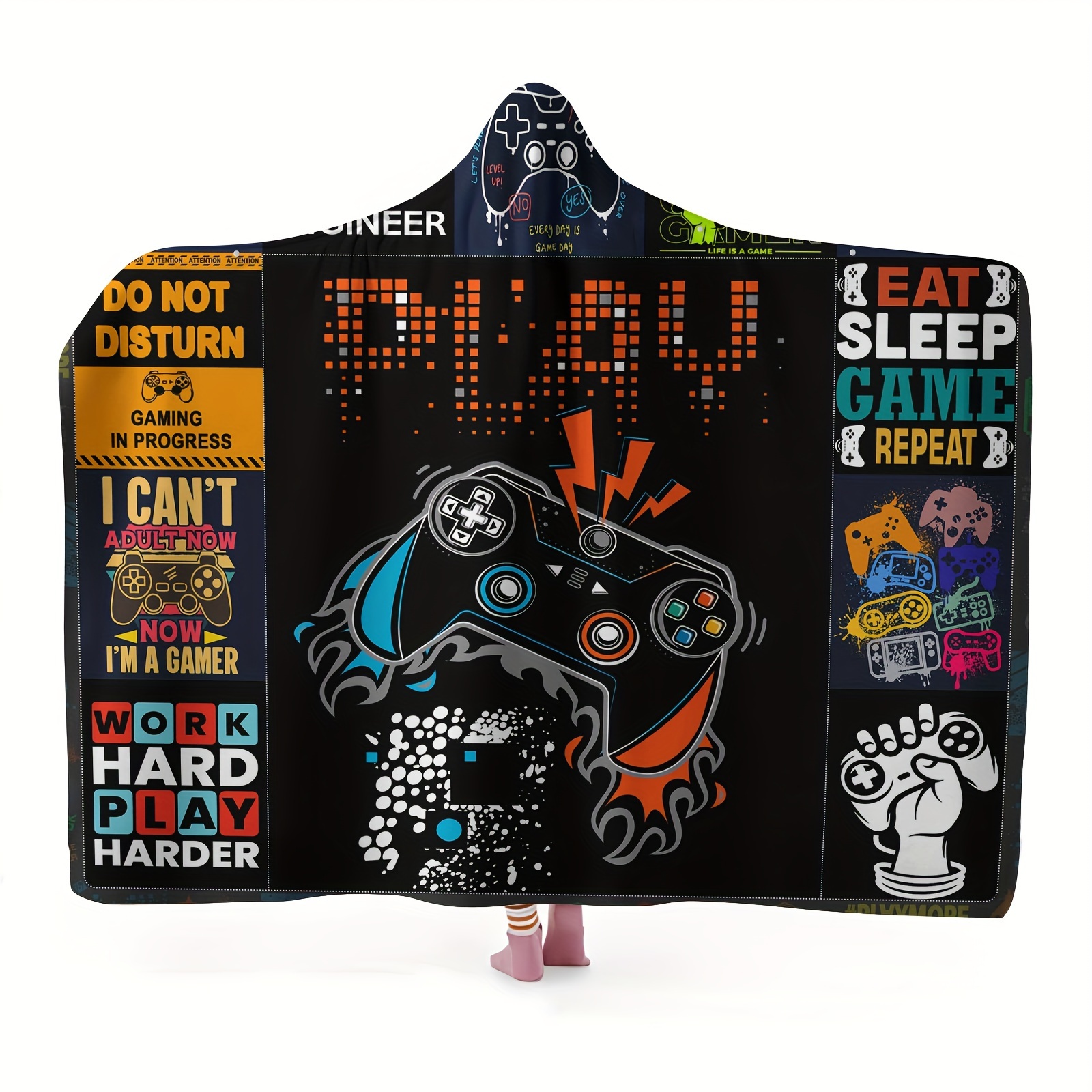 

-themed Wearable Blanket With Snap Buttons - Soft, Warm Flannel Hoodie For Sofa & Travel, Machine Washable