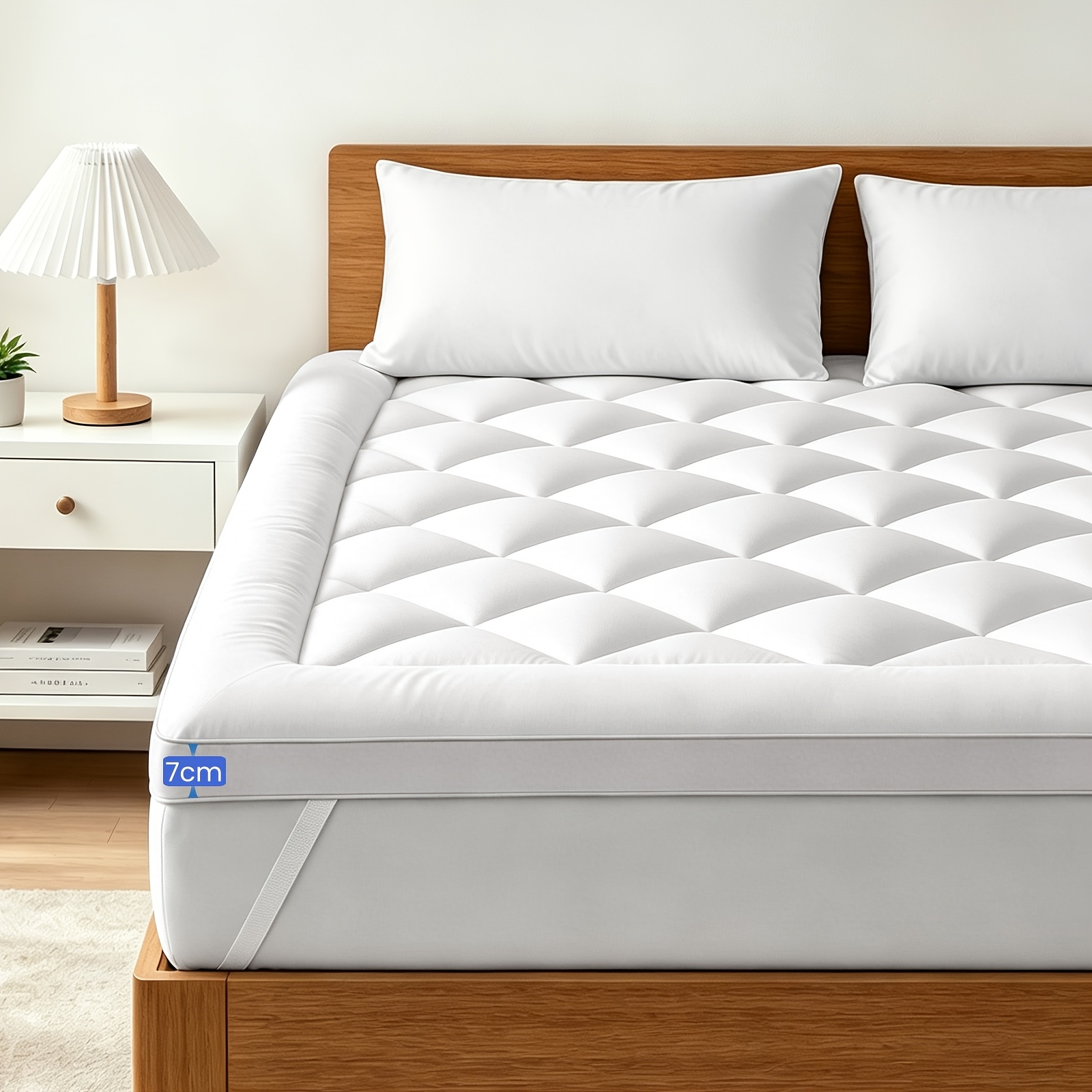 7cm Mattress Topper, Mattress Pad, , Breathable And Comfortable, Suitable For Use, Easy To Care For, Machine Washable, White.