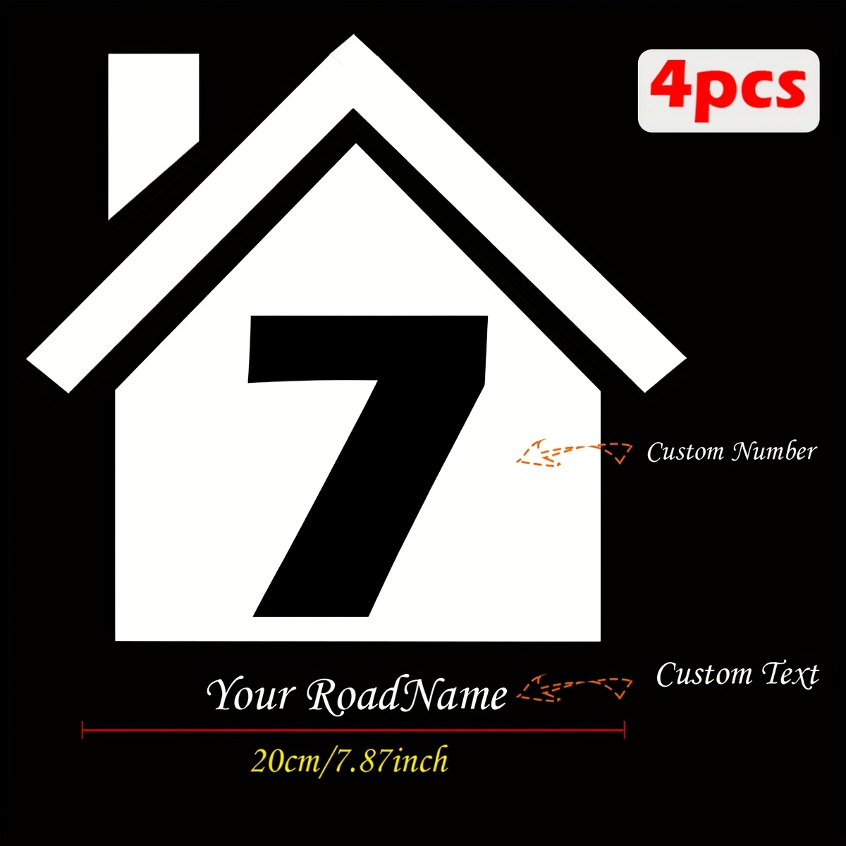 Image of 4pcs Customizable Street Name And House Number Trash Can Stickers, Self-adhesive Paper, Good Waterproof, Personalized Trash Can Stickers