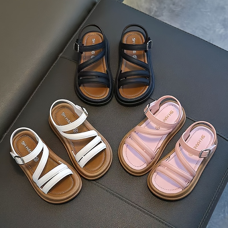 TEEOEC Girls' Summer Sandals 2024 Upgraded Lightweight Breathable Princess Shoes with Adjustable Straps, Geometric & Striped Patterns, Durable PVC Soft Sole for Outdoor Beach Casual - 3 Colors (Black/Brown/White & Pink), Cute Sandals, Beach Wear for Youngsters, Trendy Youngsters Footwear, Flexible Youngsters's Footwear, Stylish Youngsters Footwear, Comfortable Youngsters Footwear