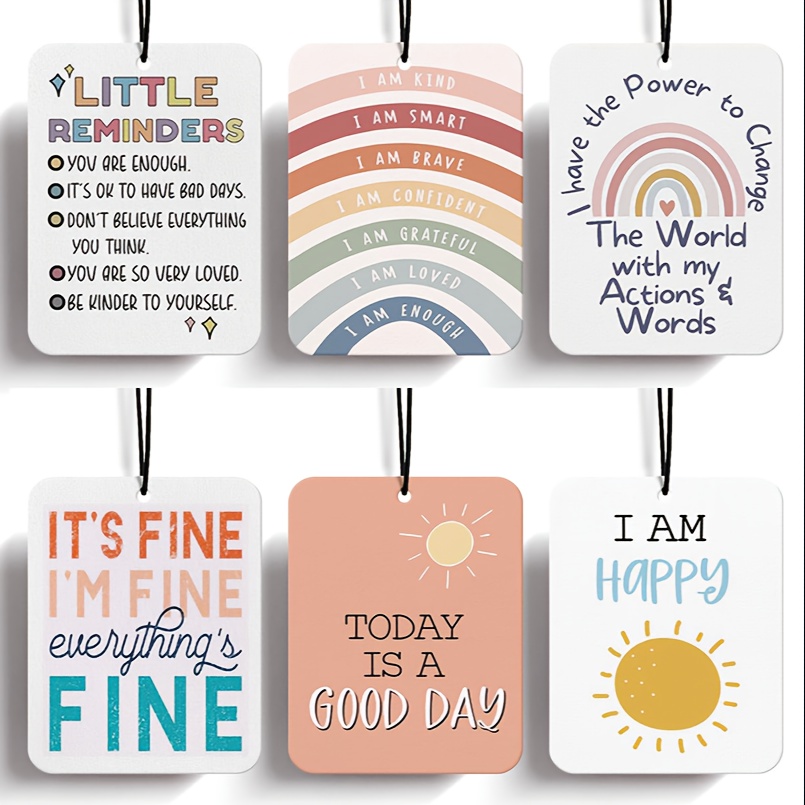 

6pcs Inspirational Quotes Double-sided Car Air Freshener, Car , Hanging Perfume For Mirror, Suitable For Closet, Bathroom, Car, Room Freshener