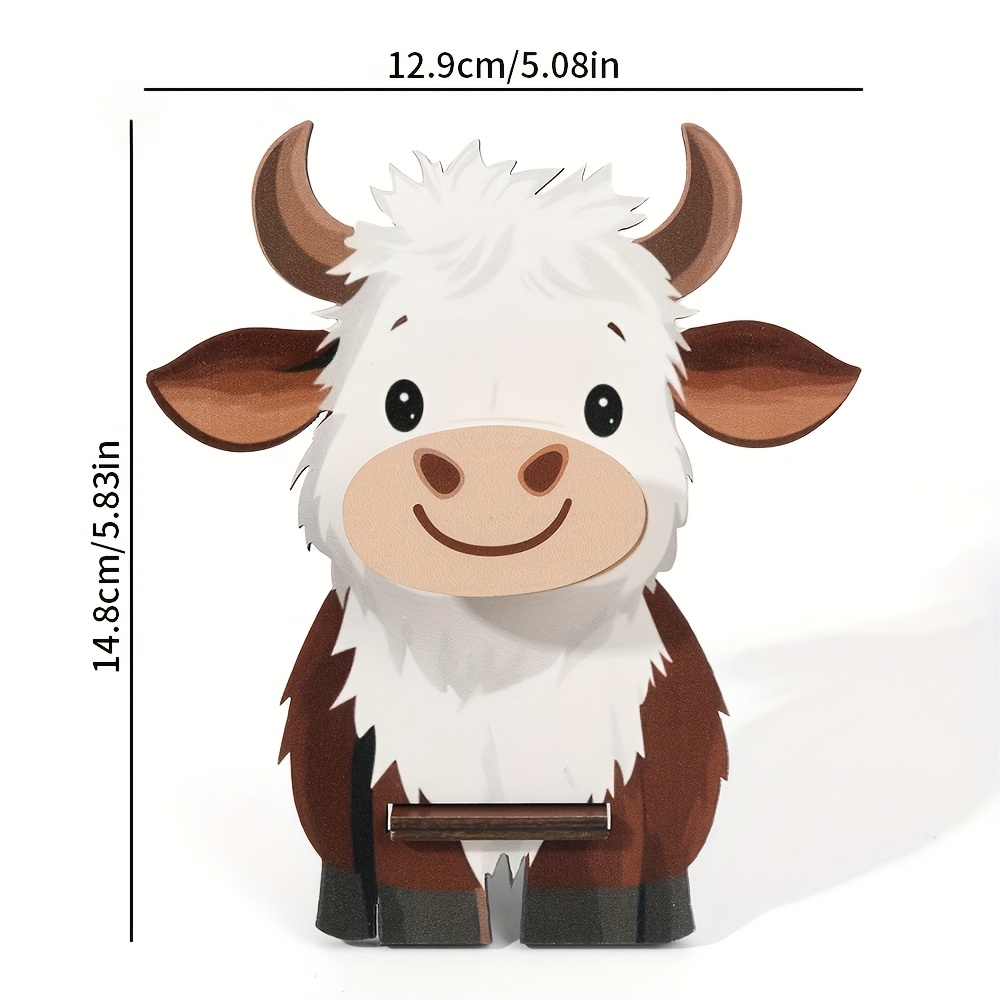 E-shop 1 Stück Schottisches Hochlandrind Brillenhalter & Ständer - Niedlicher Holzständer in Form schottischen Rindes für Brillen,