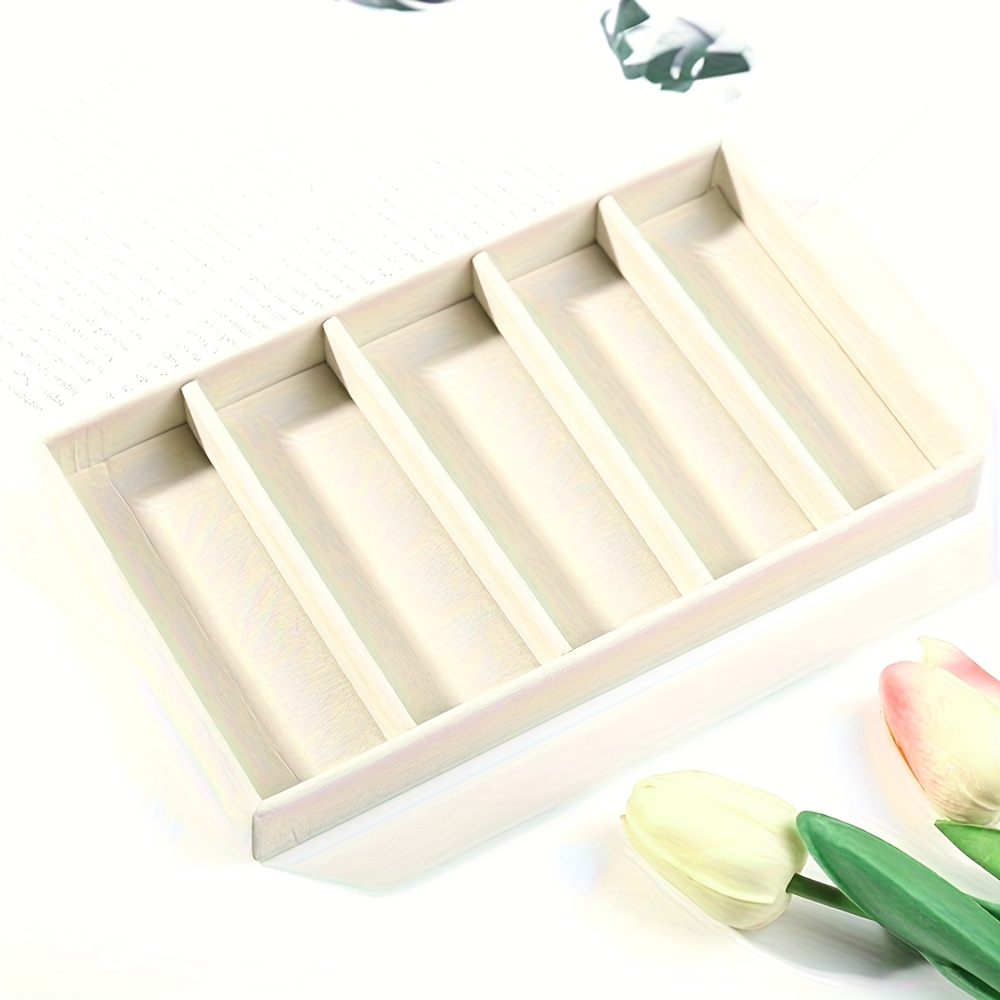 1pc 5 Compartment Storage Tray, Beige Velvet Display Box, Jewelry Storage Box For Men And Women, Diy Handicrafts, Independent Design, Jewelry Tray, Jewelry Trays