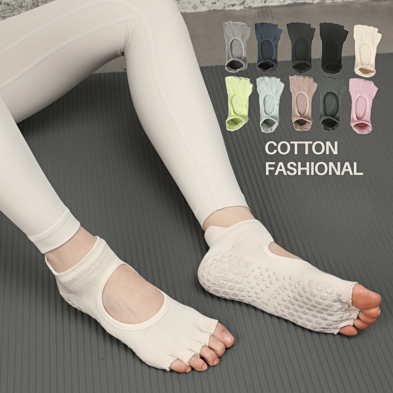 

1 Pair Professional Pilates Socks, Five-toe Fitness Socks, For All Seasons, With Anti-slip Design, Suitable For Yoga And Sports