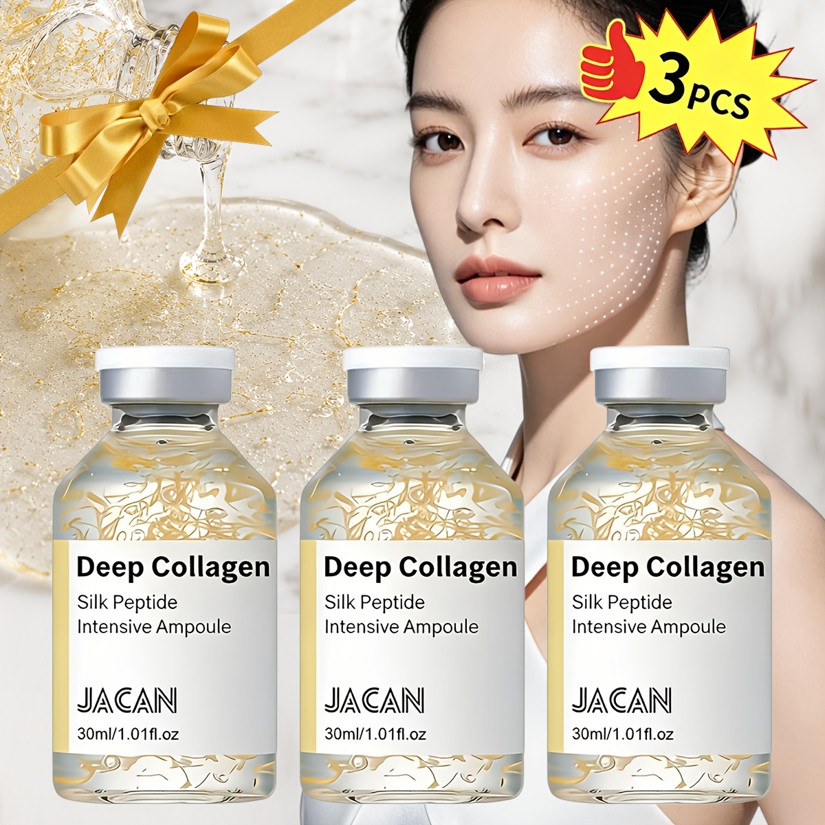 3pcs deep collagen     lifting ampoule with collagen and 30     tightening and firming 72h hydration making     and healthy
