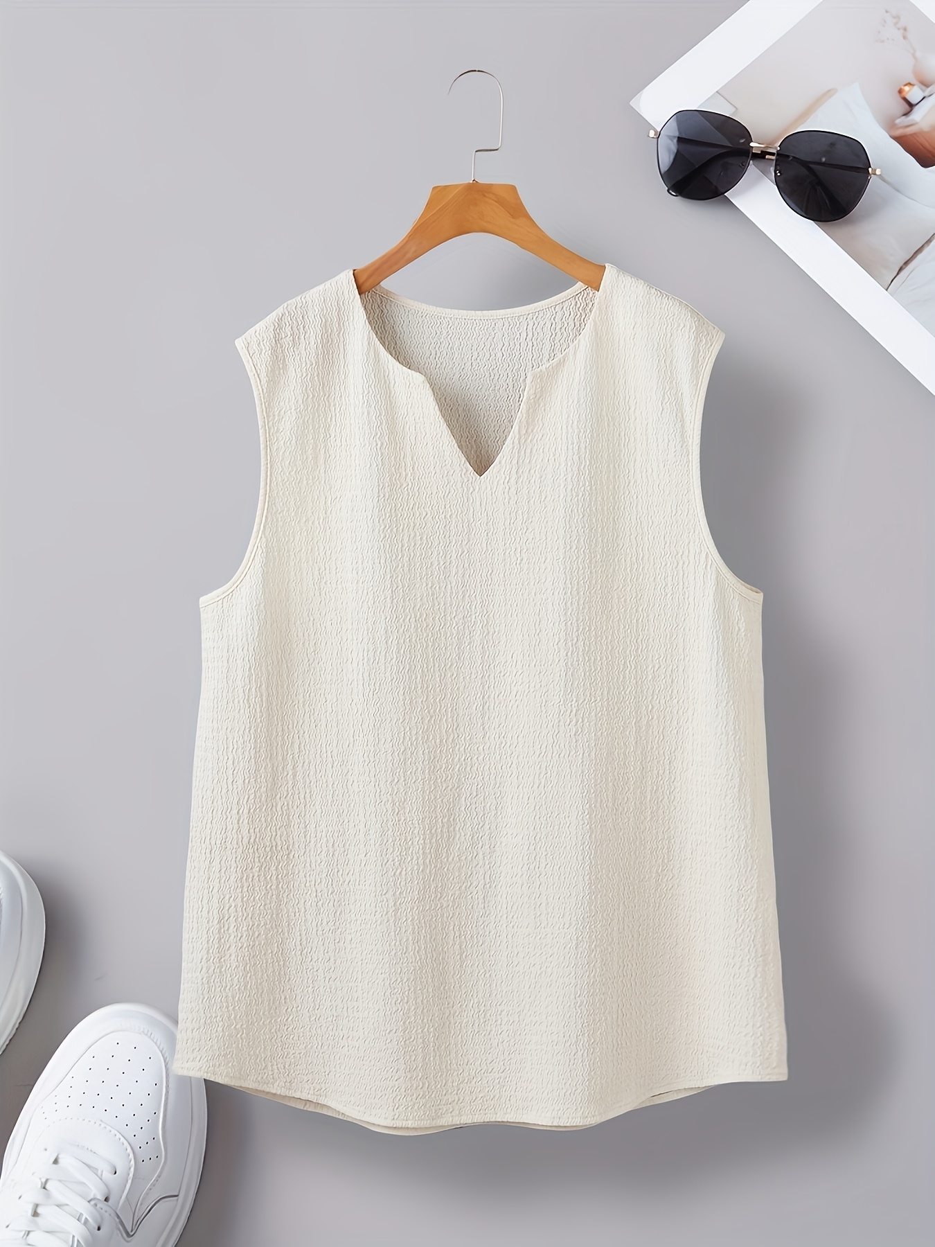 Summer Fashion Sleeveless Top, Men'S Casual Outing V-Neck Tank Top.