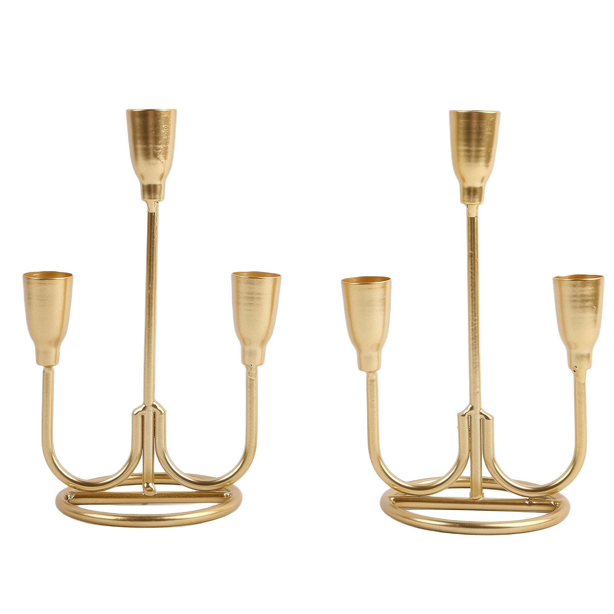 TEMU Bougeoir conique, Chandelier à 3 branches, Support de bougie décoratif pour centre de table, manteau de cheminée, mariage, salle à manger, fête,