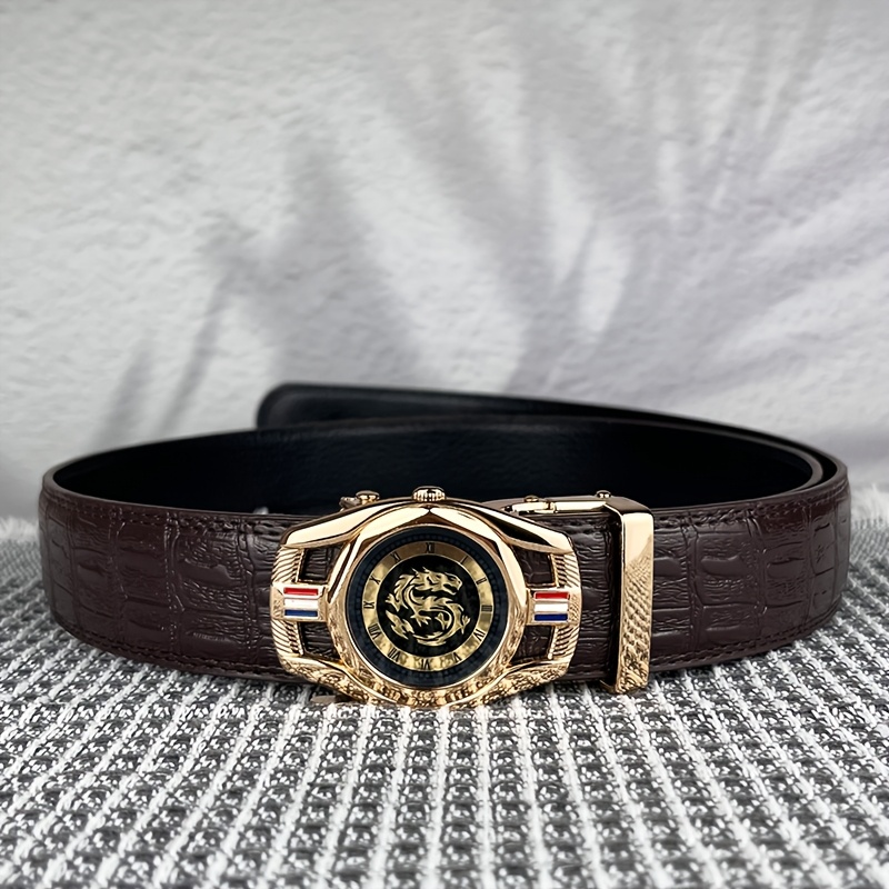 Dragon Pattern Printed Alloy Automatic Buckle Belt