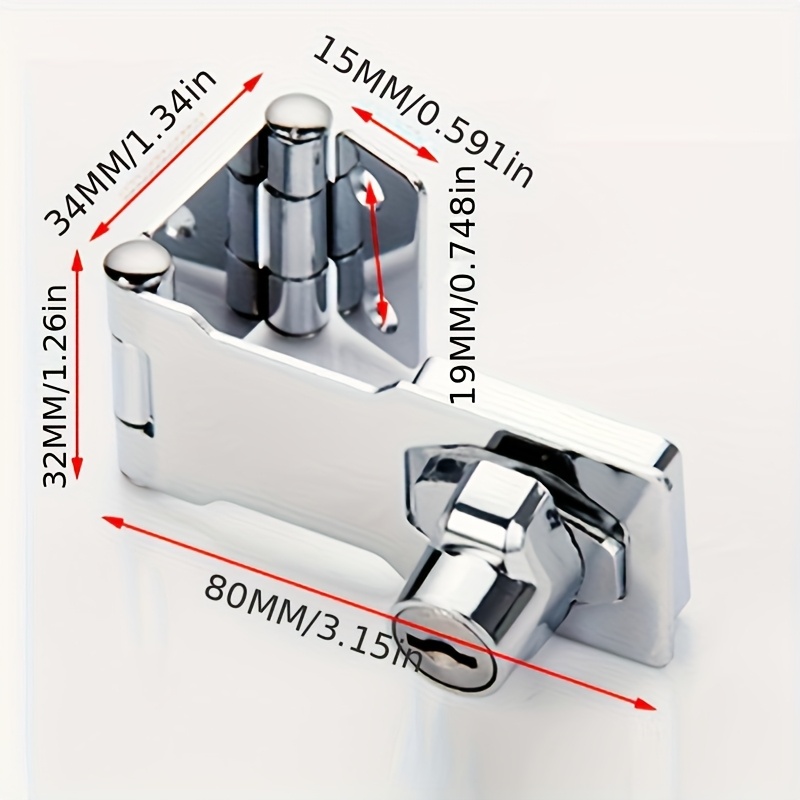 1pc Solid 304 Stainless Steel Collapsible Door Lock Hasp - Heavy-duty Security For File Cabinets, Desk Drawers, Barn Doors & Flip Doors, Polished , Sleek Metallic Finish | Durable Construction