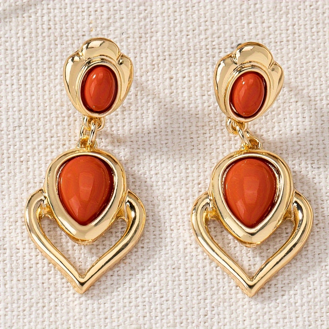 TEMU 1 Pair Of Fashion Heart-shaped Dangle Earrings