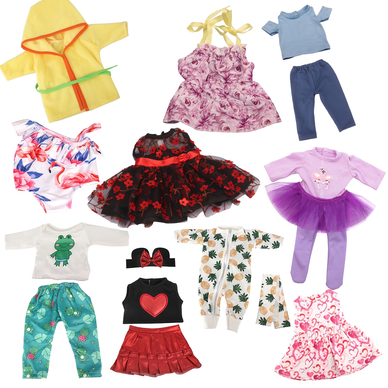 TEMU 10 Sets Of Clothing For Dolls, Designed For 18-inch American Dolls, Including Skirts, Pajamas, Swimsuits, Casual Outfits, And Head Additions