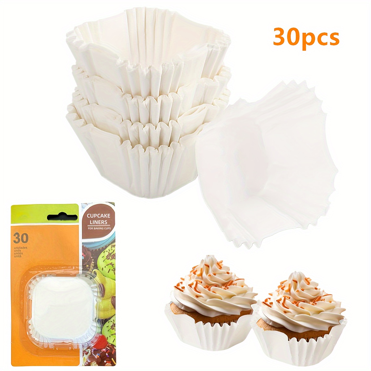 E-shop 30 Stück quadratische Kuchenform Cupcake Förmchen, Papier Backform Förmchen, Muffin Hüllen, Brownie Cupcake Förmchen - Geruchlos,