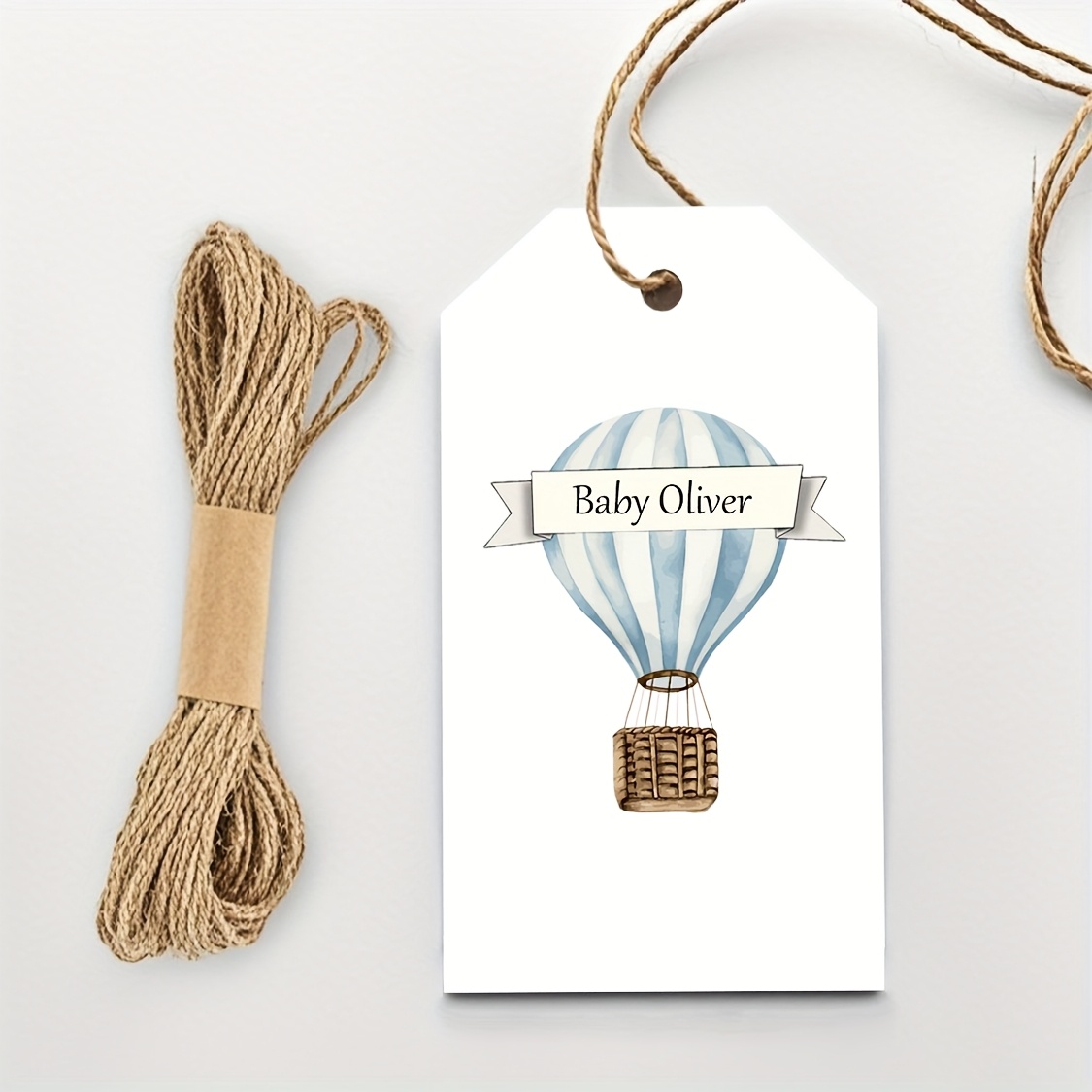 TEMU 24pcs Custom Baby Shower Tags - Personalized Name Hot Air , Mixed Colors High-quality Paper Gift Tags For Newborn Celebrations, Party Favors &