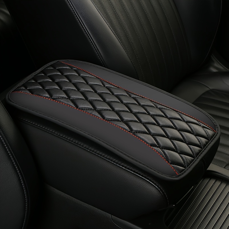 TEMU 1pc Fit Pu Leather Armrest Pad Cover With Diamond-stitched Pattern, Non-slip Sponge Center Console Mat For Car Interior Accessories, In 5 Colors (black/red/blue/purple/gray)