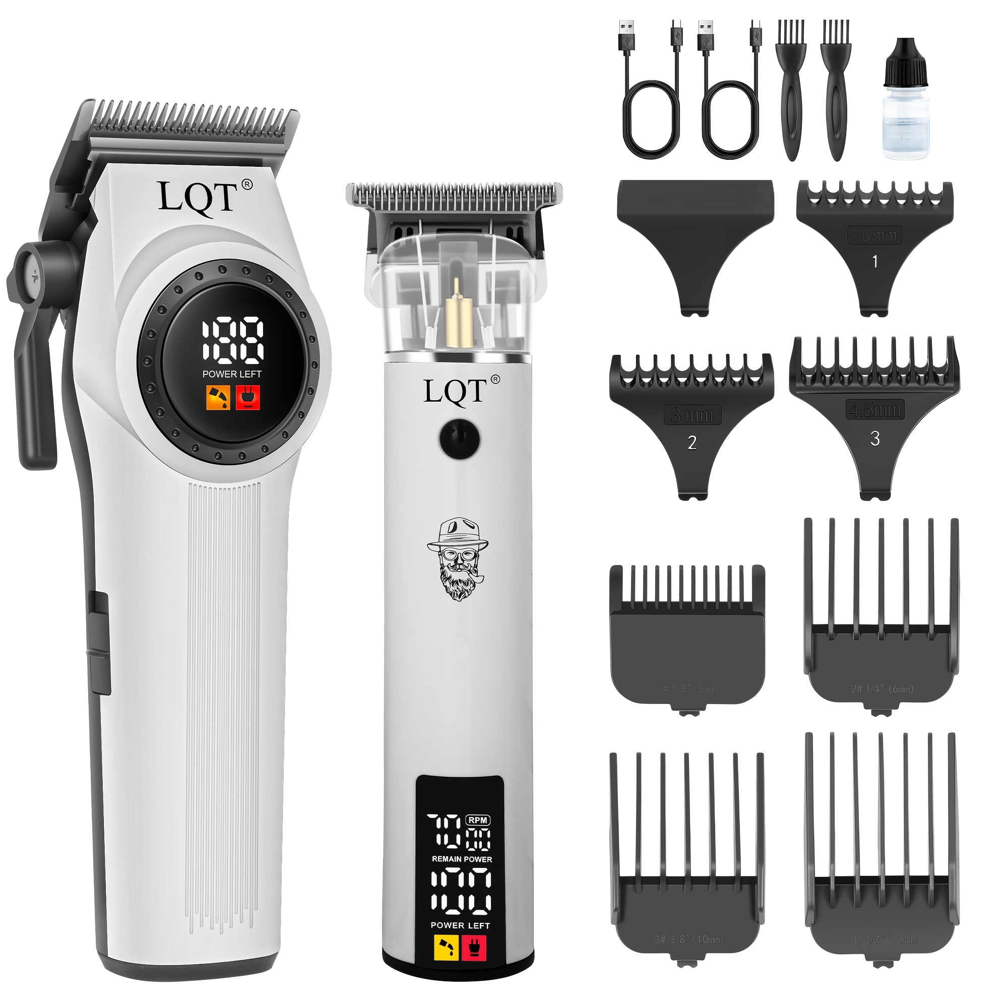 Image of 2pcs Lqt Men's Hair Clipper Set | Usb Charging Electric Hair Clipper, For Home And Car Use, Festival And Birthday Gift, Suitable For Men, Husbands, , Hairdressing Tool Set, Special Tools For Barbers