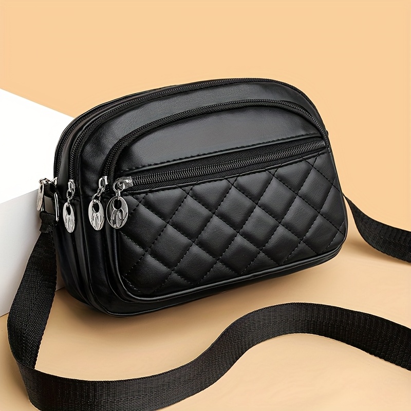 

Mini Sac Bandoulière Chic pour Femme - Similicuir , Bandoulière Ajustable, Fermeture Éclair, Noir, 2024, Sac à Épaule