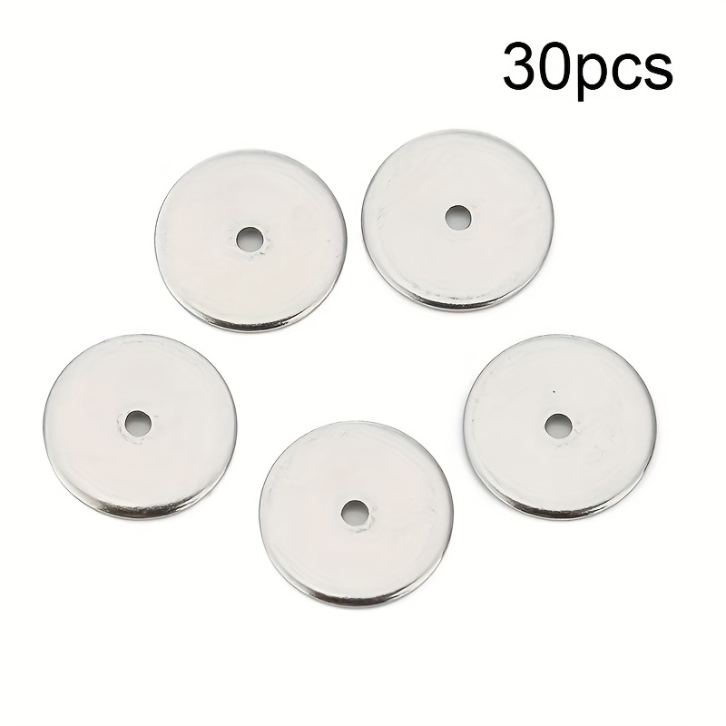 Image of 2d Flat - 30pcs Pvd Never Fade Stainless Steel Thin Spacer Beads 4 5 6 8 10 Mm Round Flat Beads For Necklace Supplies Jewelry Making