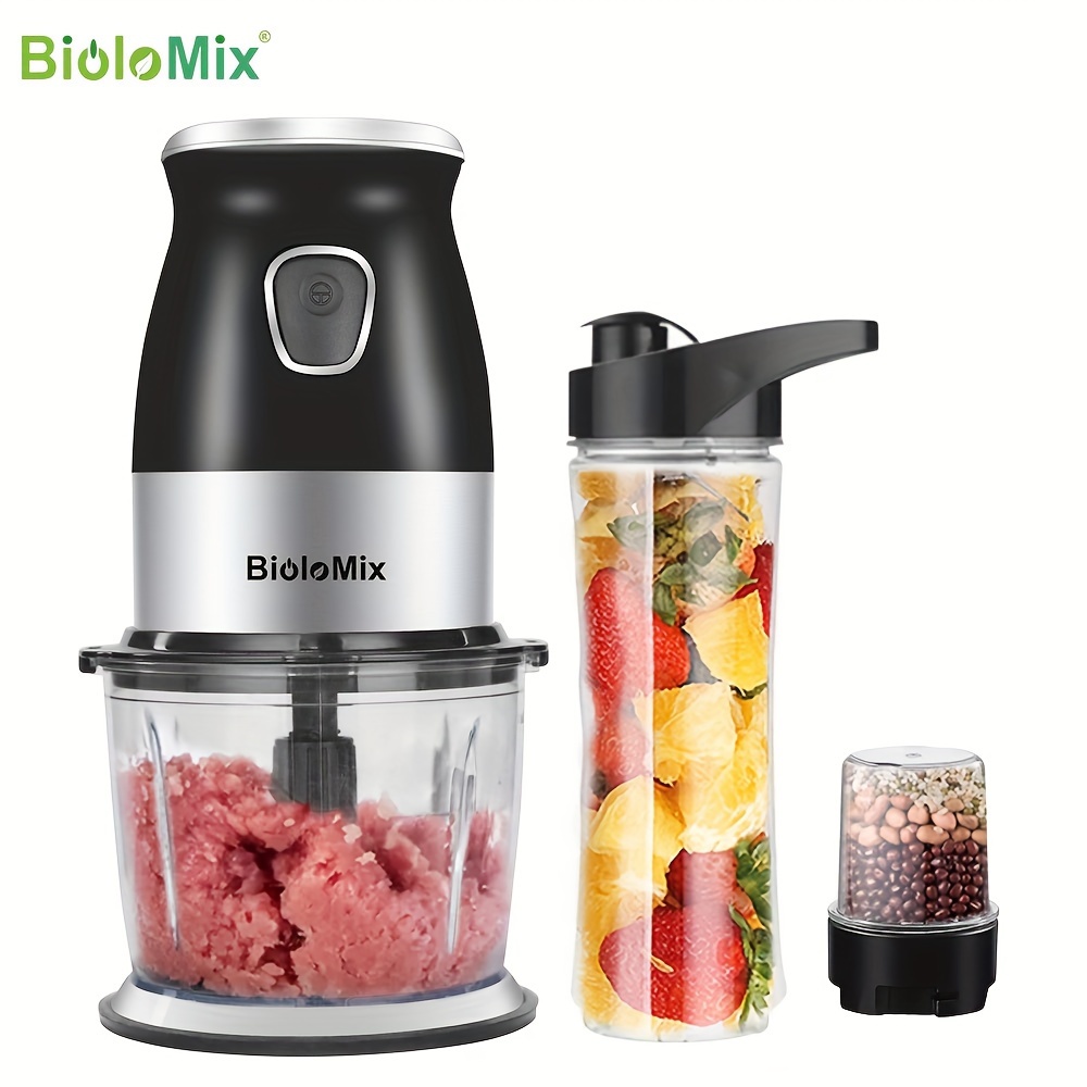 Image of Biolomix 3-in-1 Multifunctional Food Processor Portable Juicer Blender Personal Smoothie Chopper And Dry Grinder