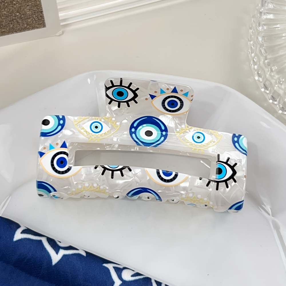 TEMU 1pc Acrylic Blue Evil Eye Hairpin, Elegant And Versatile, With Stylish Patterns, Perfect For Women's Fashion Additions, -one Hairpin