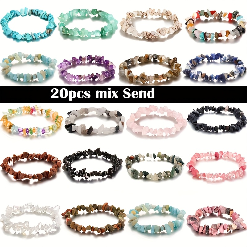 10/20pcs Natural Synthetic Gemstonestone Stretch Bracelets For - Bohemian Elegant Boho Bracelets With 7 Colorful Stones, Or Daily Wear, Valentine's Day Christmas Gift, For Teenager