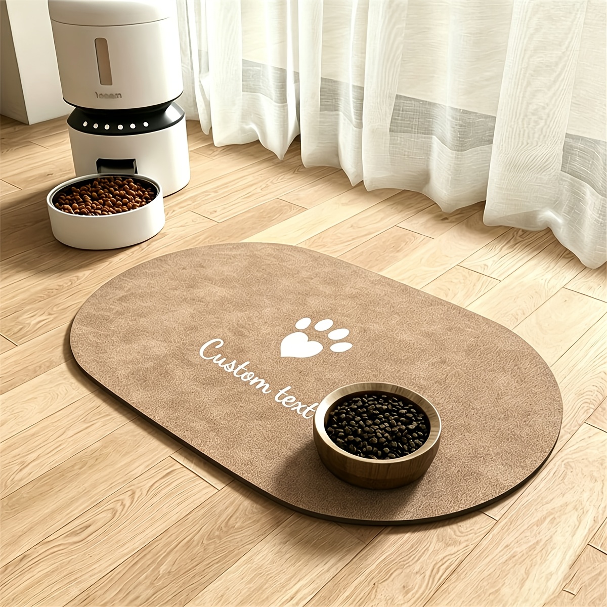 TEMU Tapete de alimentación personalizado con /texto para mascotas, para perros y gatos, base antideslizante de diatomita de secado rápido, de