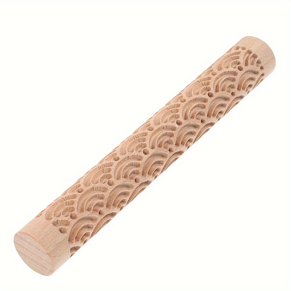 

Wooden Clay Roller, Embossed Texture Stamp Roller For Polymer Clay, Ceramic Pottery Tools, Diy Jewelry Making, Uncharged Wood Clay Rolling Pin
