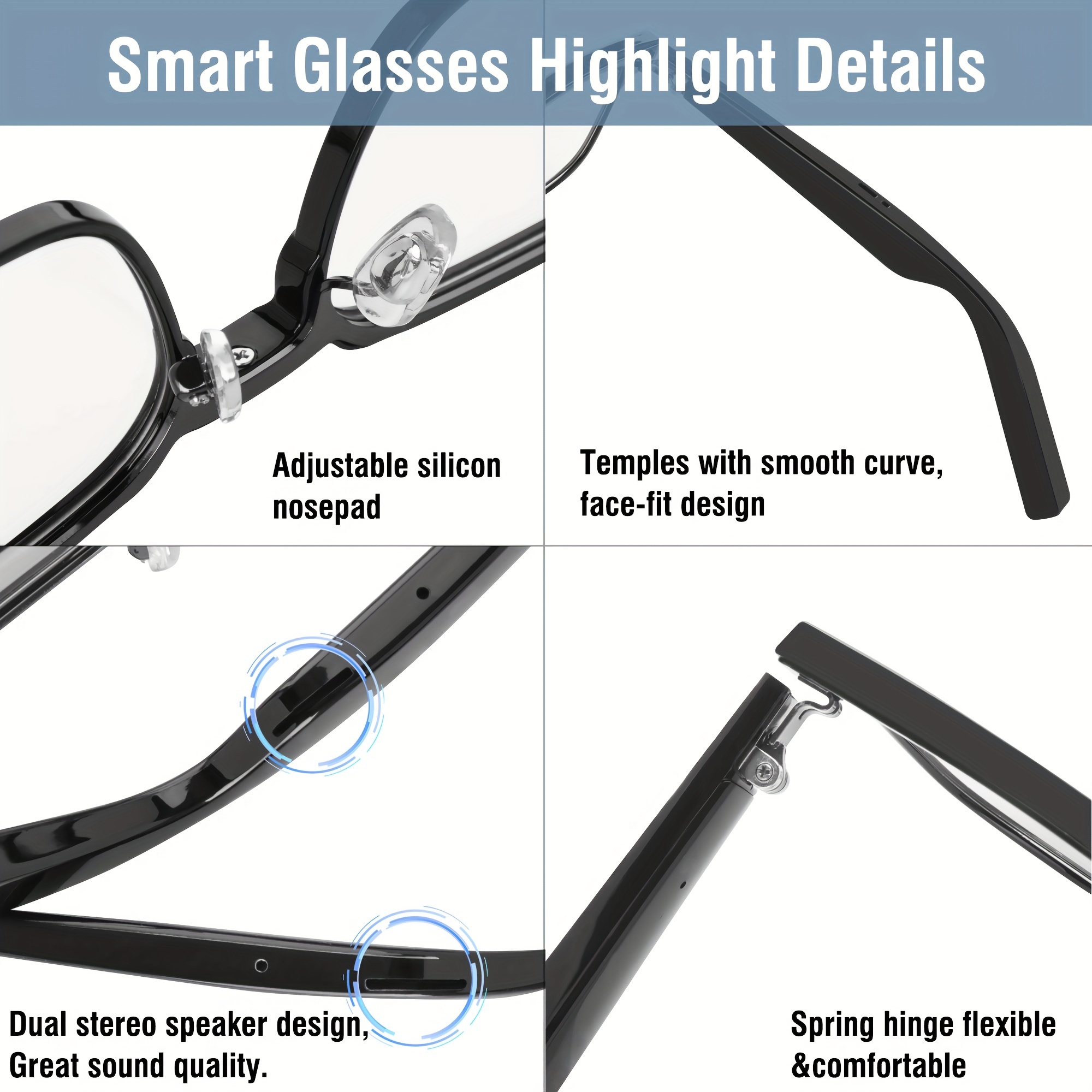 Lunettes Audio Intelligentes - Bluetooth, étanches, Légères, Pour Musique Et Appels Mains Libres