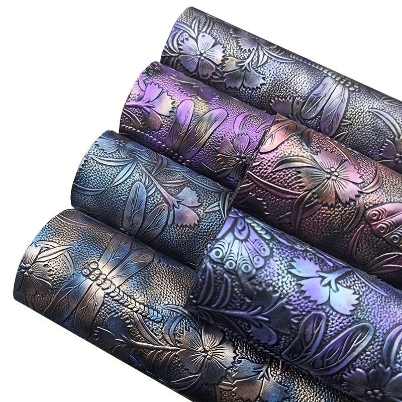 E-shop 6er-Set geprägte, strukturierte Libellen-Kunstleder-Set - 8X12.99 Zoll Farbverlauf Metallic-Bögen, geeignet für Bastelarbeiten, Ohrringe, und